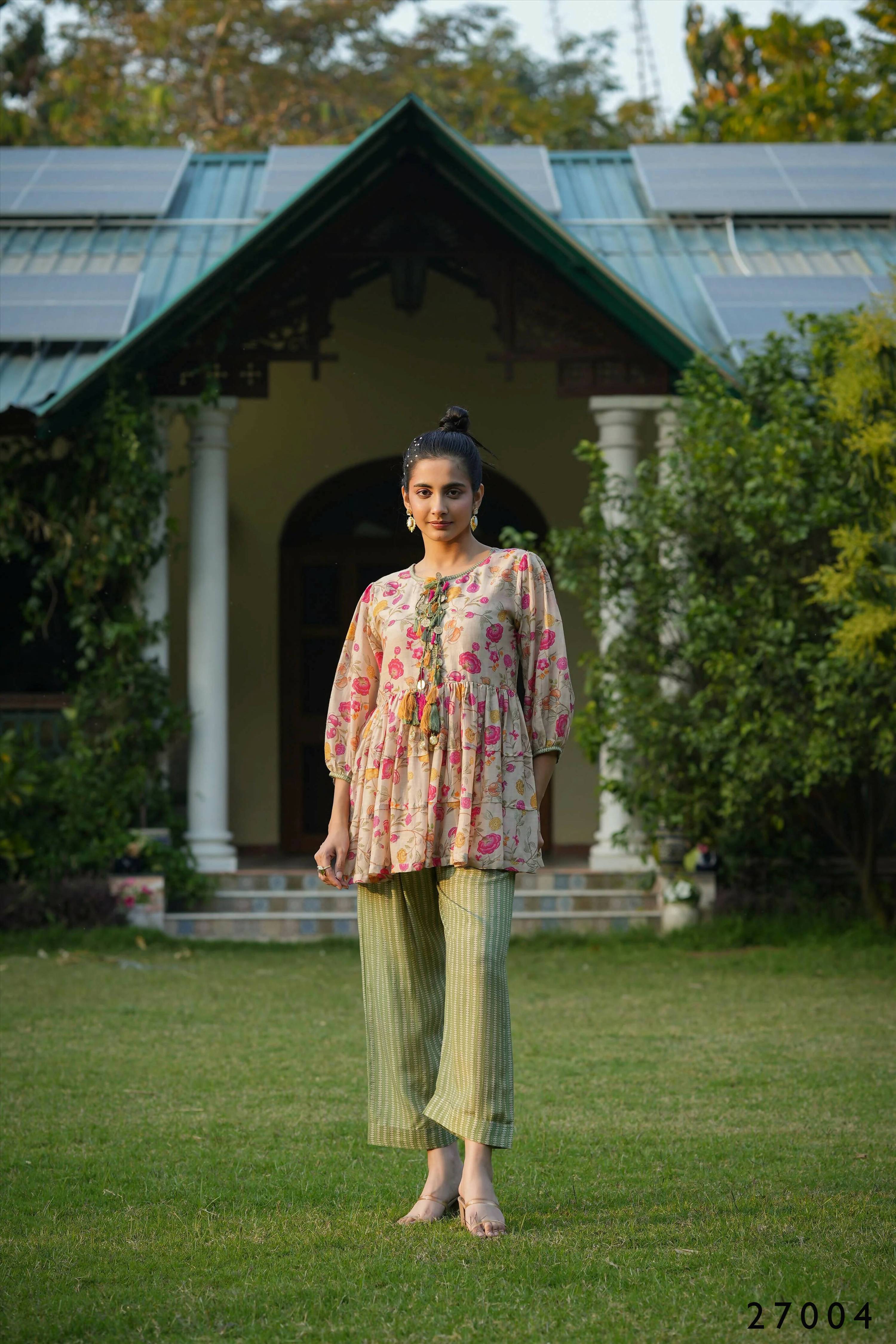 Women's Casual Fashionable Multi Mull Cotton co-ord set - Anya