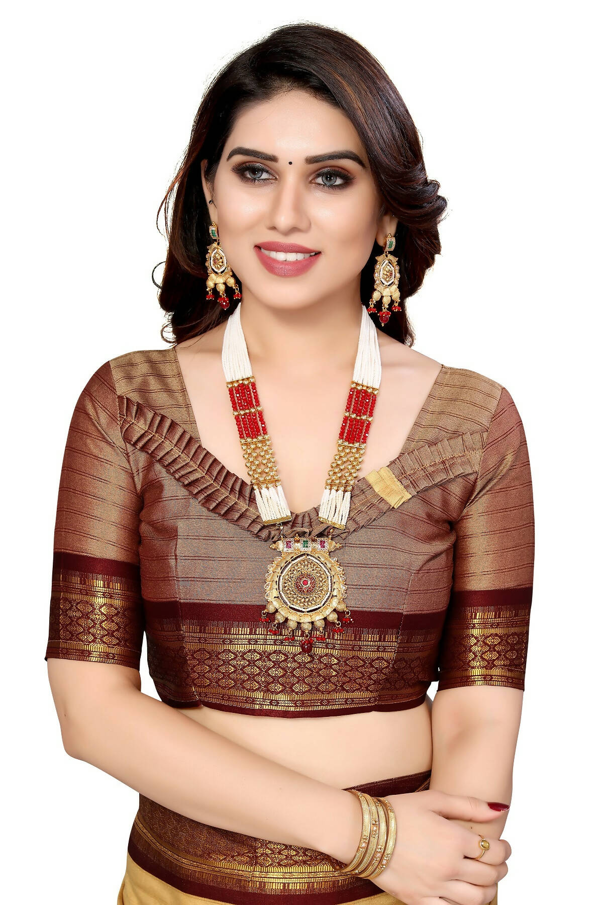 Vamika Weaving Cream Cotton Silk Saree
