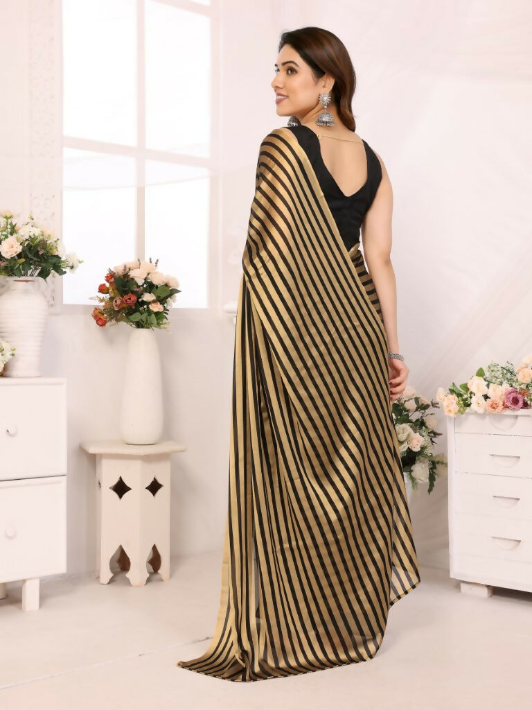 Designer Partywear Black & Silver Georgette Fancy Saree - Satrangi