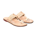 Stepsoft Men'S Leather Kolhapuri Chappals – Handcrafted Ethnic Flats (Beige)