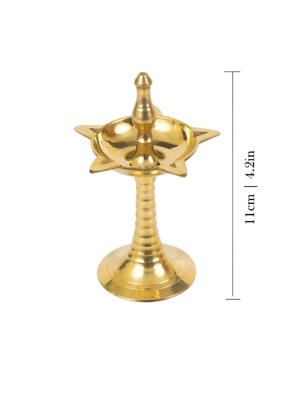 Spillbox Gold Toned Brass Textured Small Kuthu Vilakku Diya