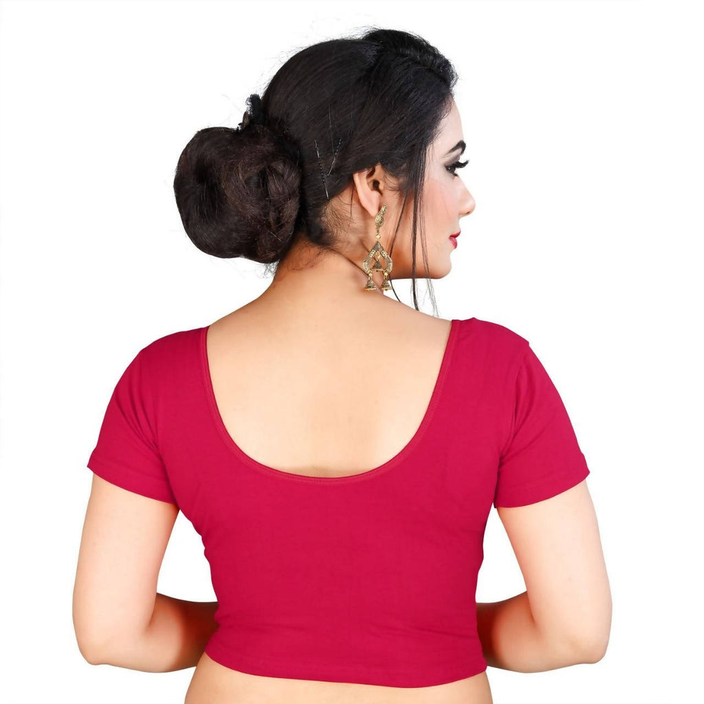 Vamika Pink Lycra Plain Blouse