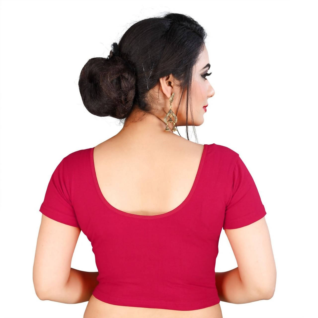 Vamika Pink Lycra Plain Blouse
