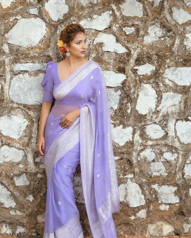 DEIANA'S Beautiful Designer Golden zari Soft Cotton Saree - Lavender