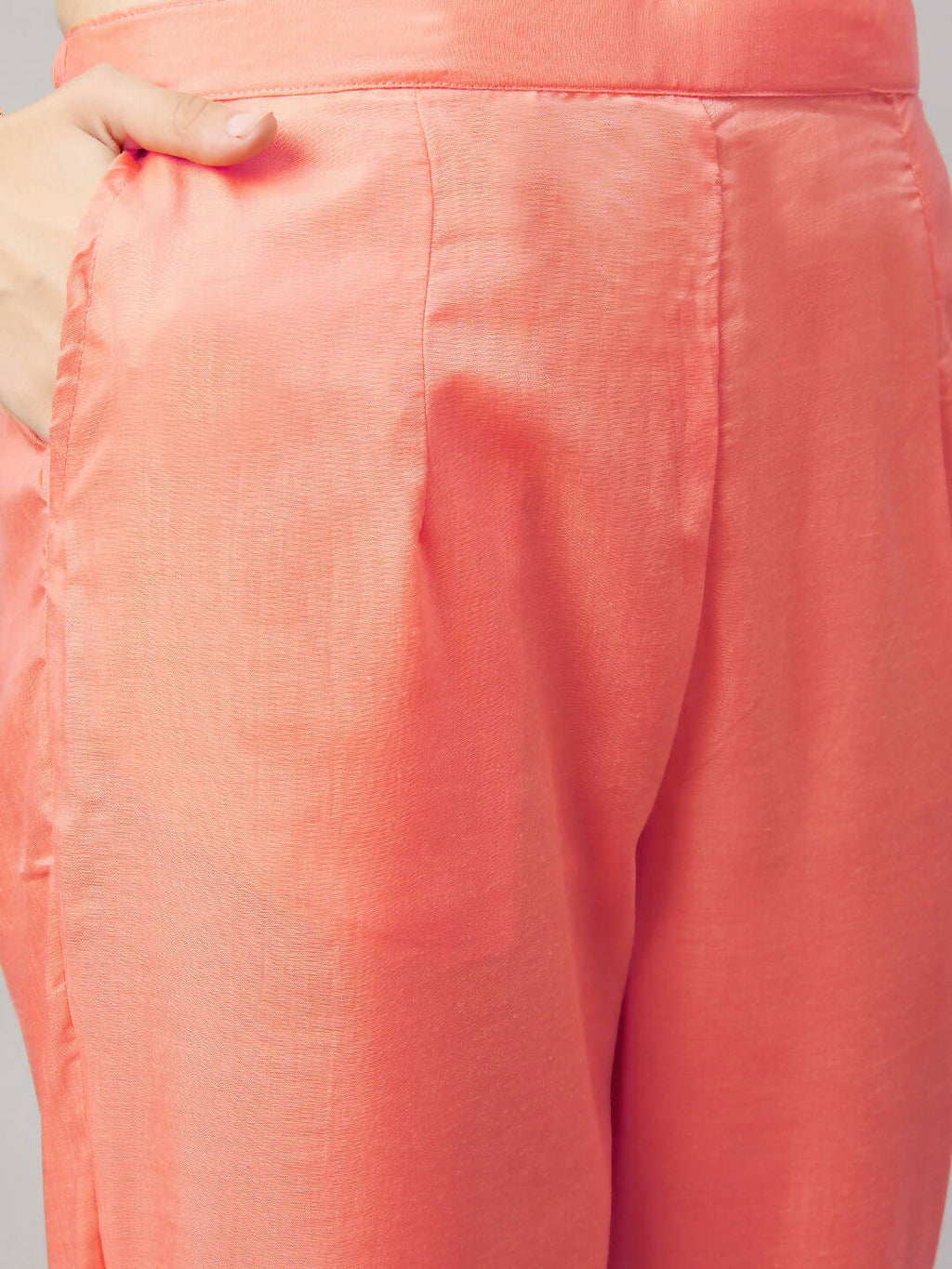 Peach Organza Embroidered Kurta with Bottom & Dupatta - Salimar