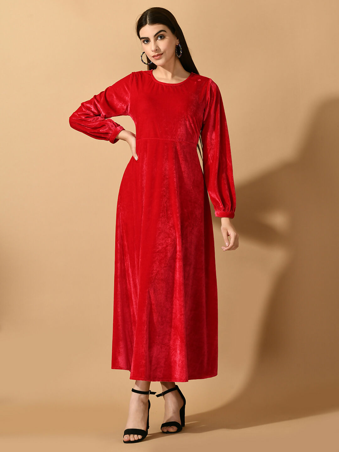 Myshka Women's Pink Fit and Flare Party Dress