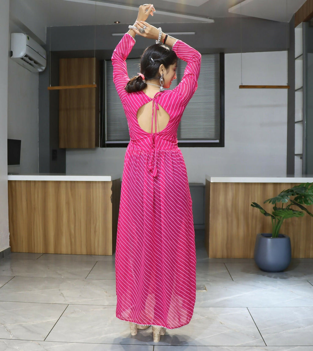 Vastranavya Pink Navratri Special Kutchi Work with Gota Patti & Mirror Work Kurti