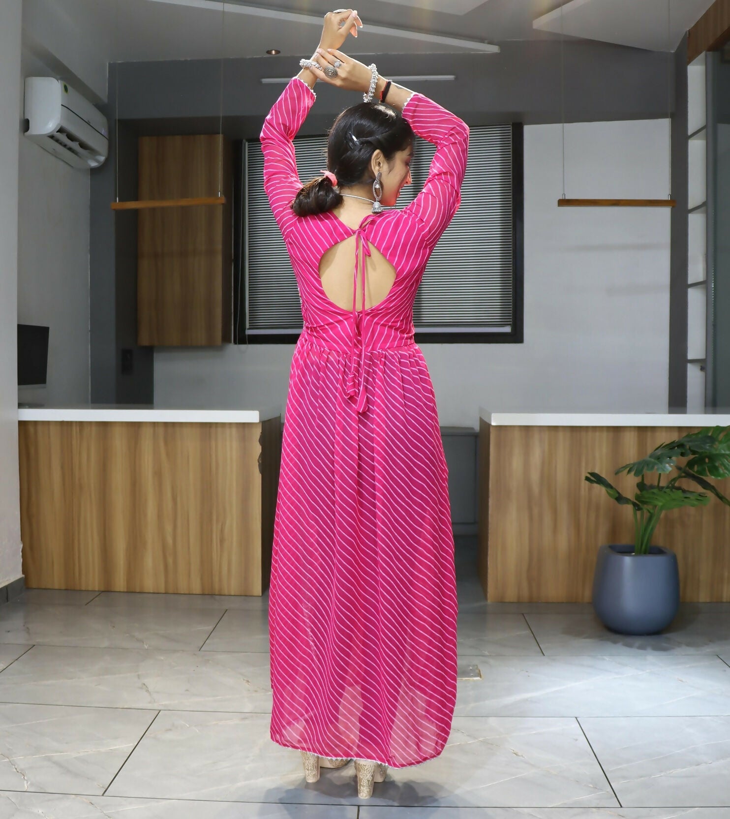 Vastranavya Pink Navratri Special Kutchi Work with Gota Patti & Mirror Work Kurti