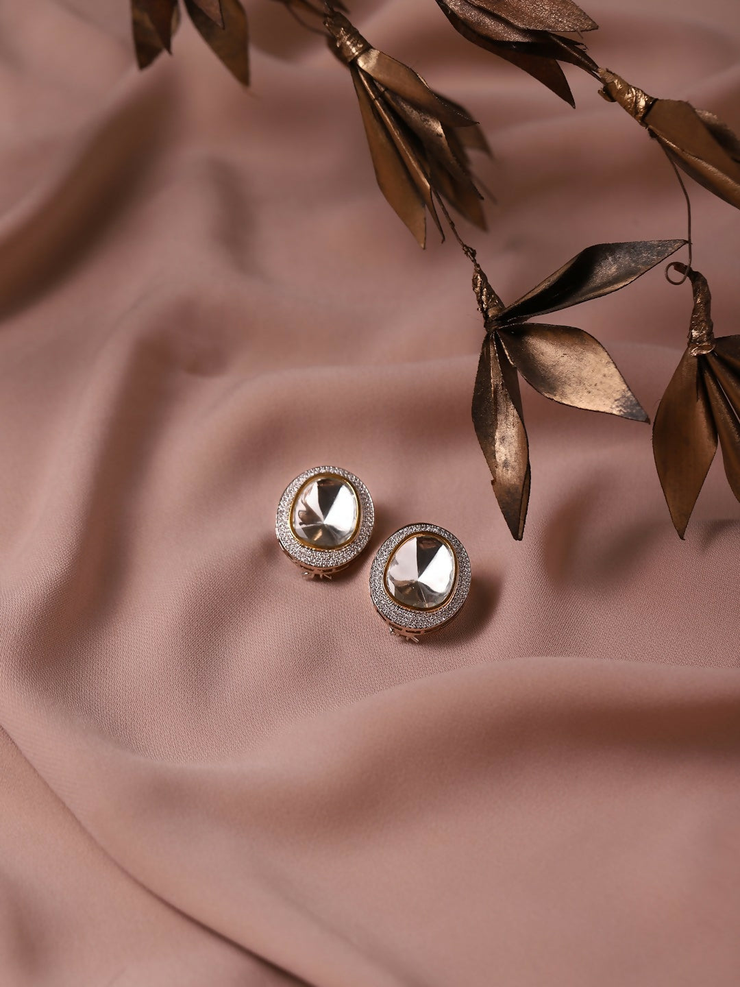 Diamond & Semi Precious Stone Oversized Studs- Ruby Raang