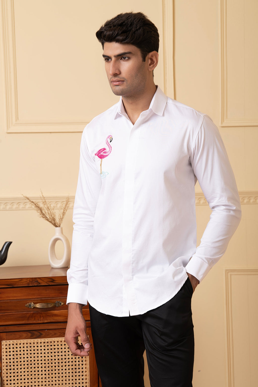 Swan Embroidery Shirt by Hilo Design
