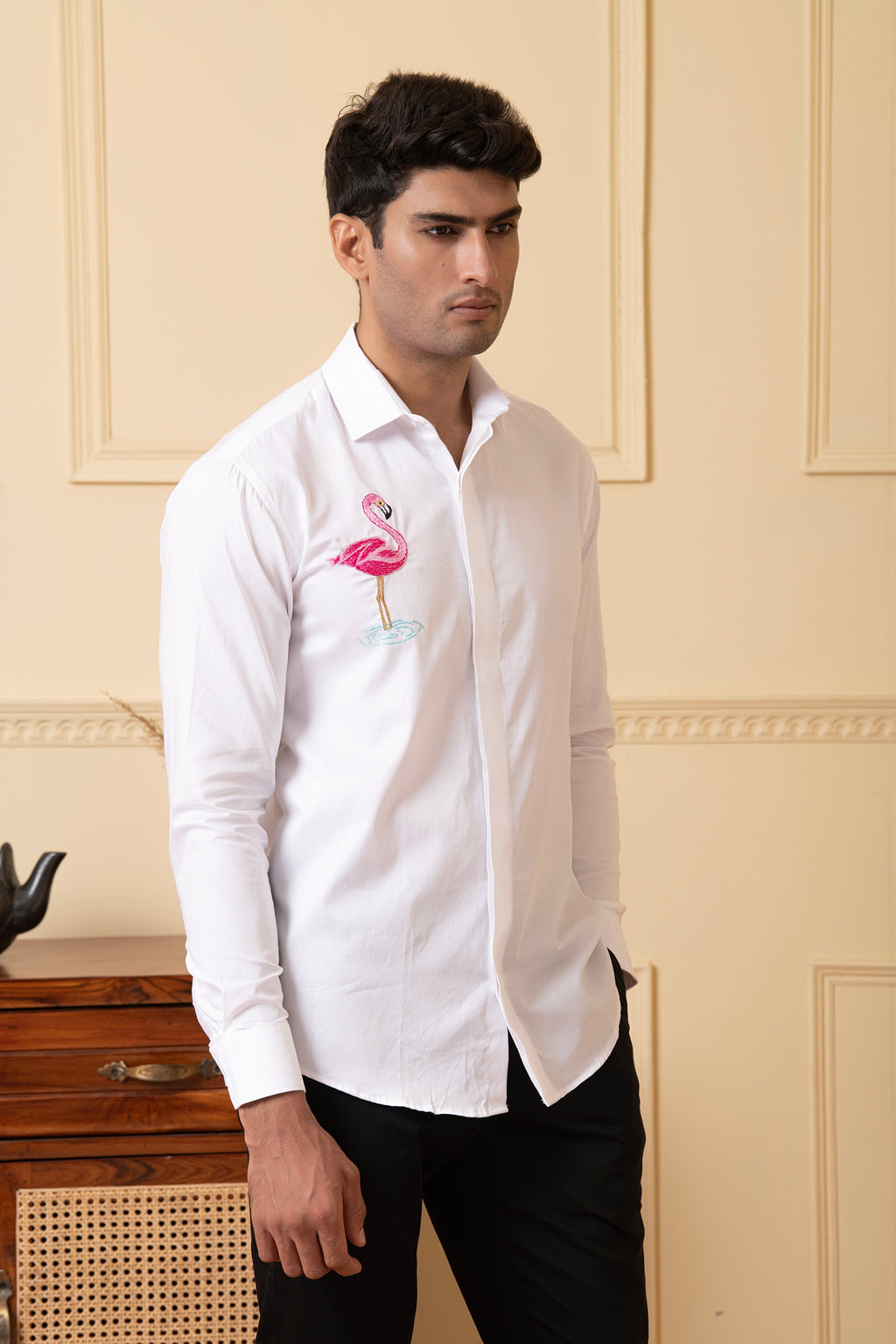 Swan Embroidery Shirt by Hilo Design
