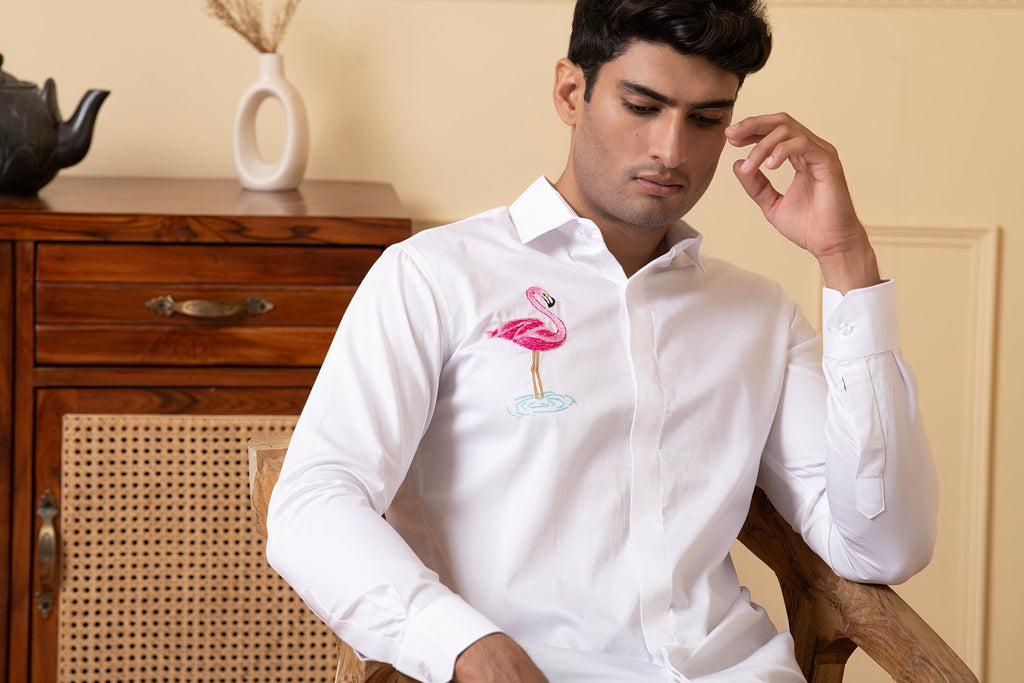 Swan Embroidery Shirt by Hilo Design