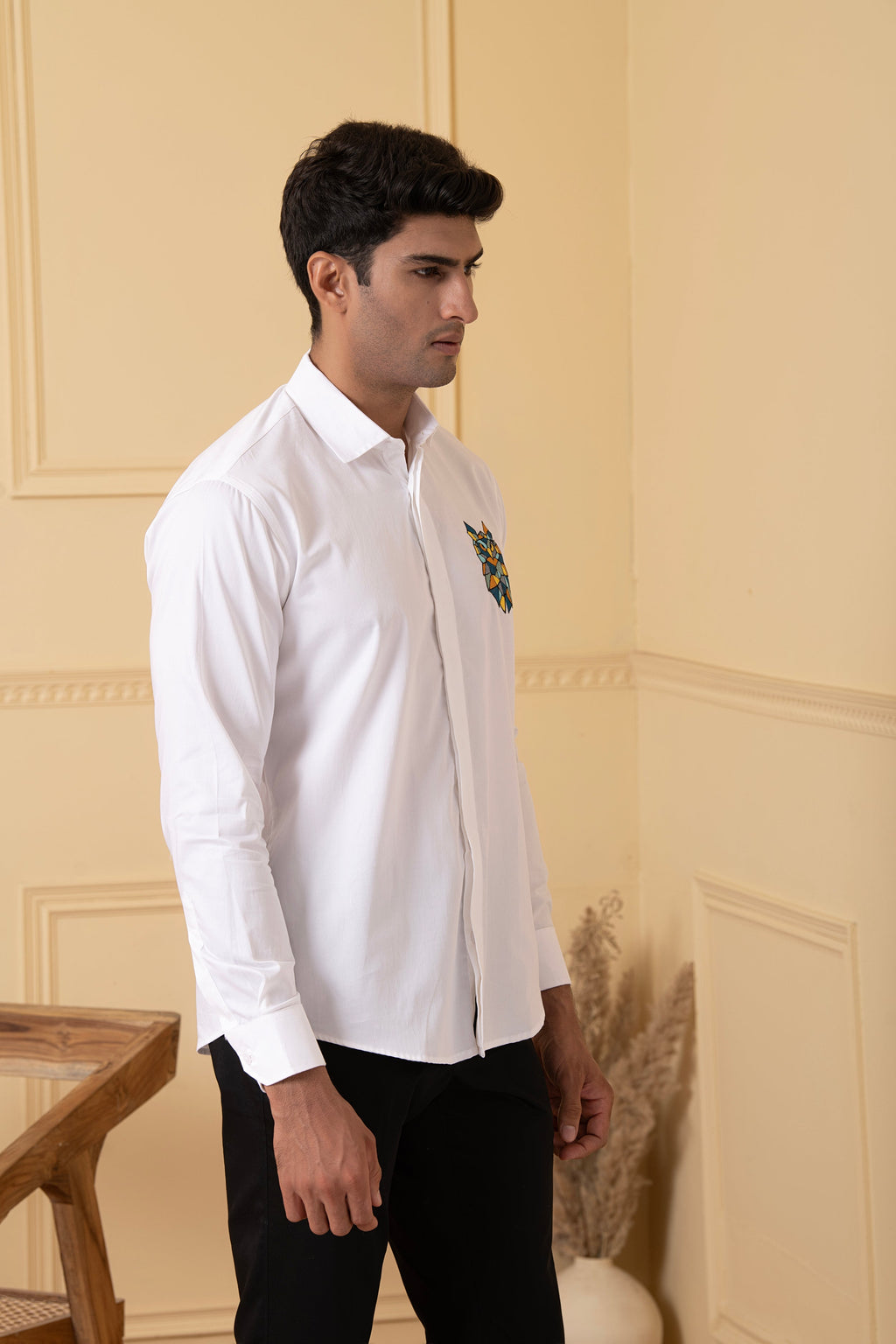 Owl Multicolor Thread Embroidery Shirt by Hilo Design