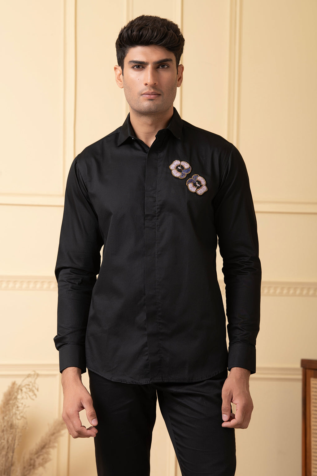Flower Buds Embroidery Shirt by Hilo Design