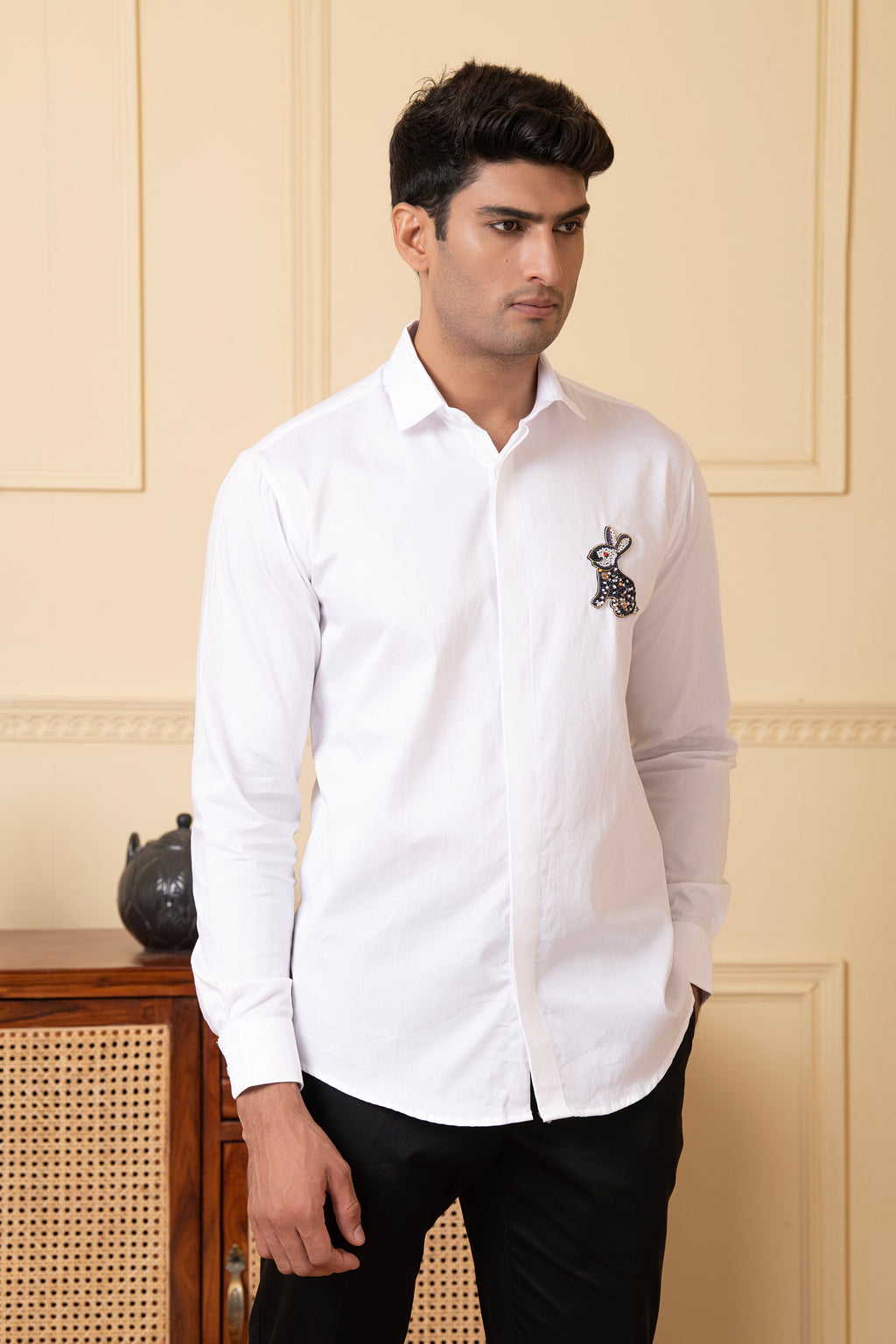 Rabbit Embroidery Shirt by Hilo Design