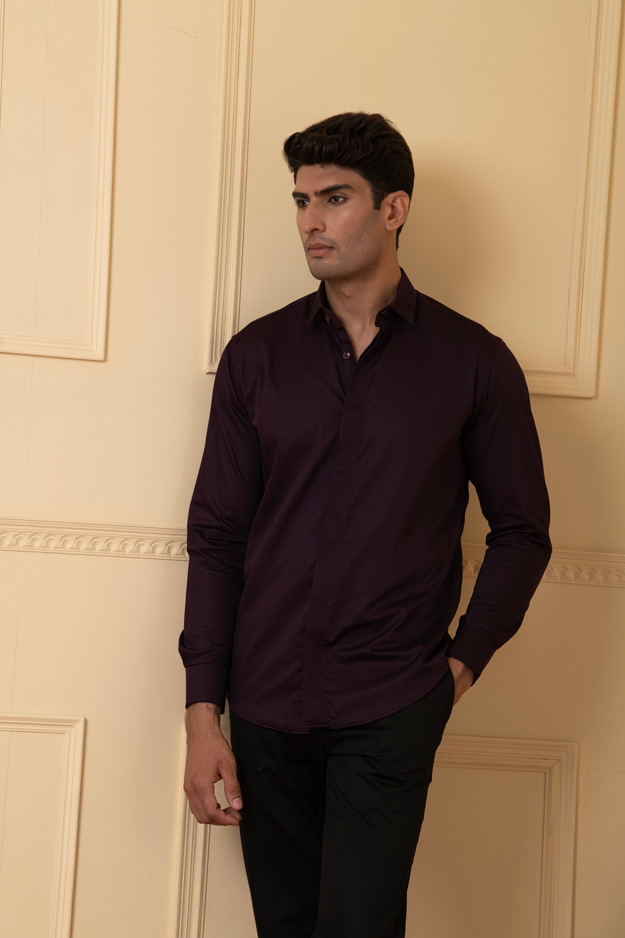 Solid Purple Plain Shirt by Hilo Design