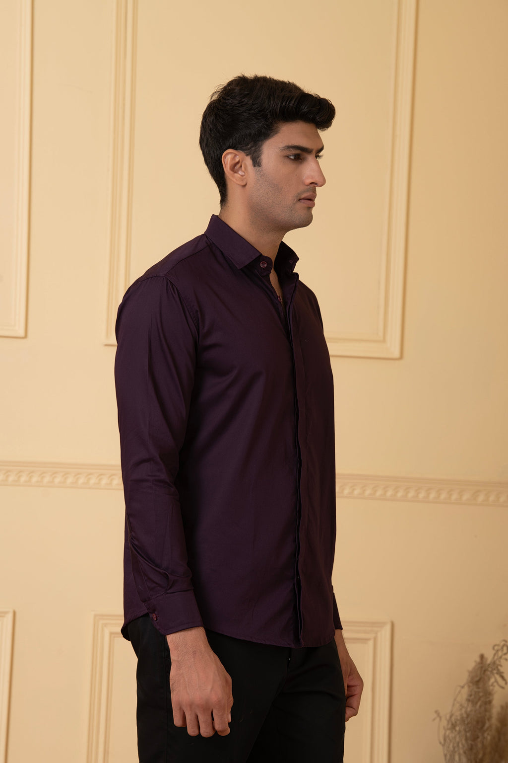 Solid Purple Plain Shirt by Hilo Design