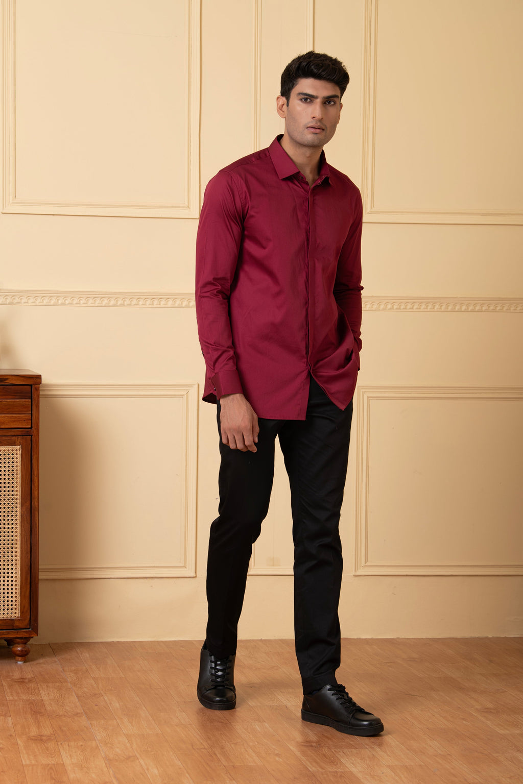Solid Maroon Plain Shirt by Hilo Design