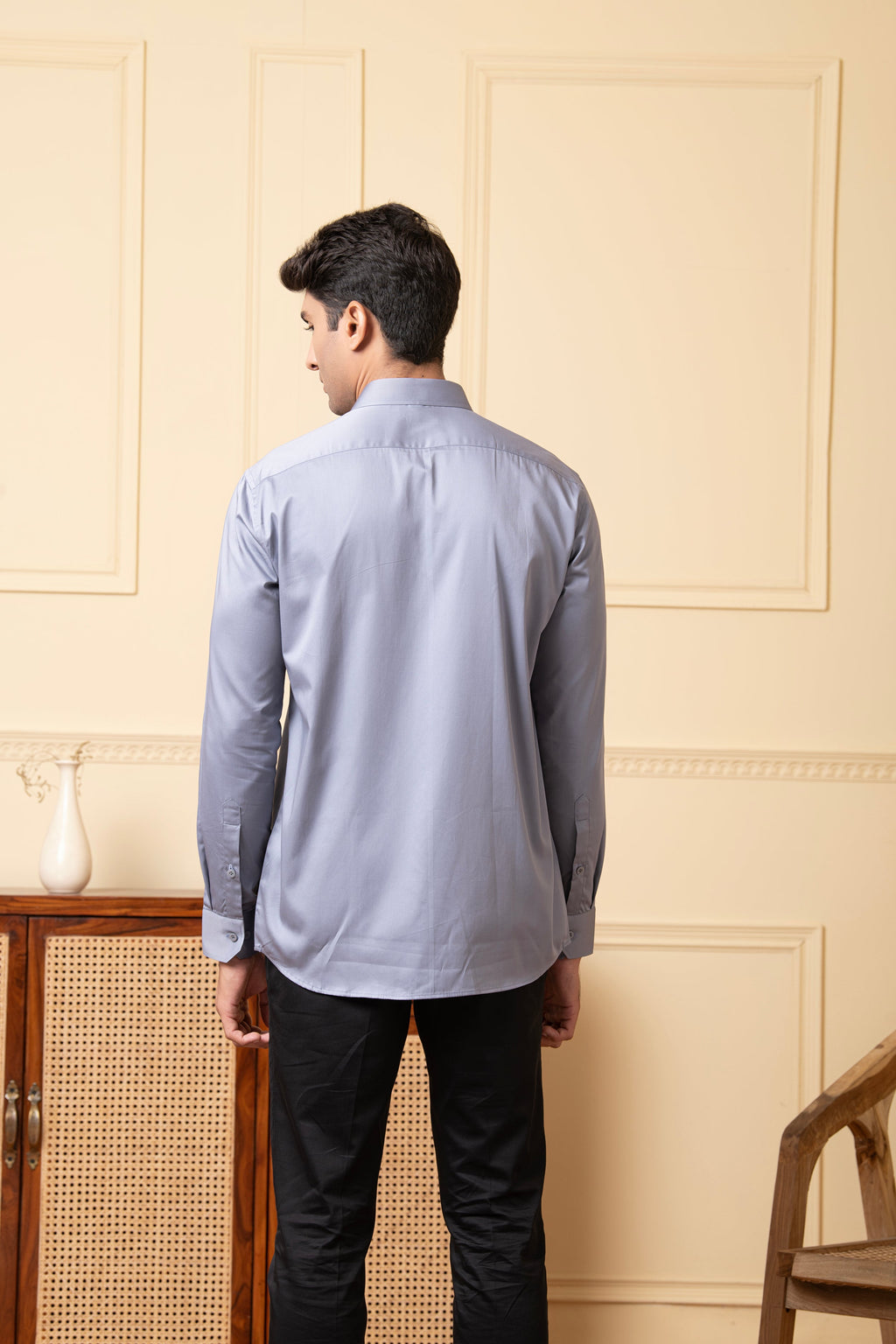 Solid Grey Plain Shirt by Hilo Design