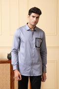 Black Shirt With Grey And White Patch by Hilo Design