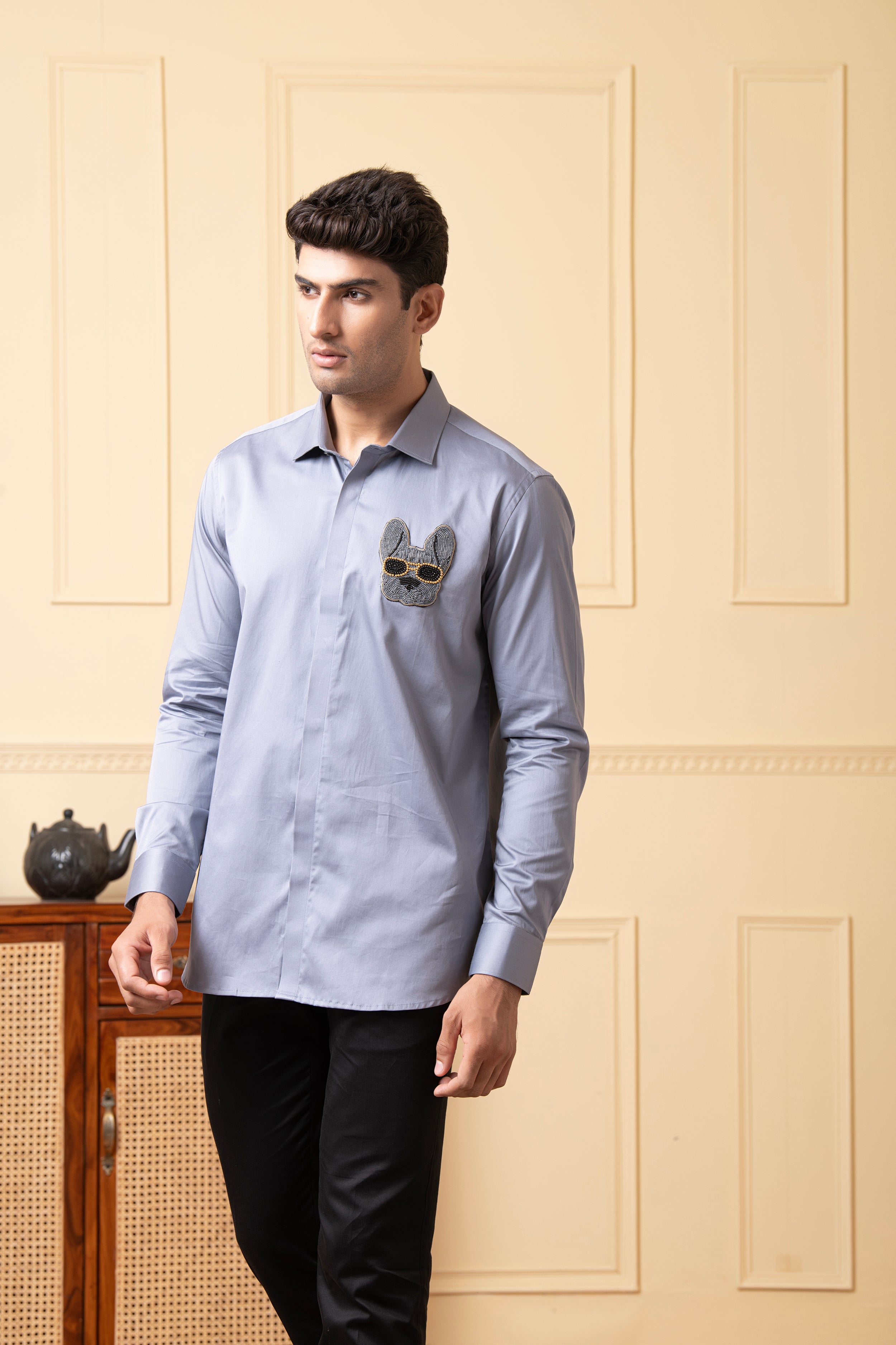 Puppy Face Embroidery Shirt by Hilo Design