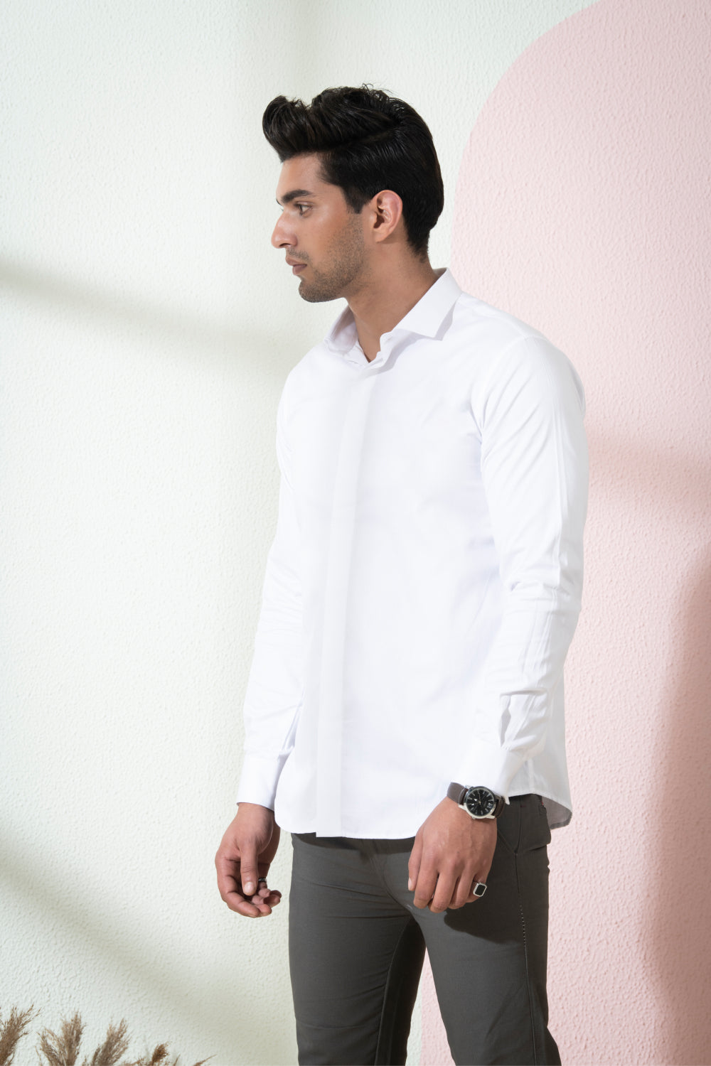 Bianco Solid White Shirt by Hilo Design