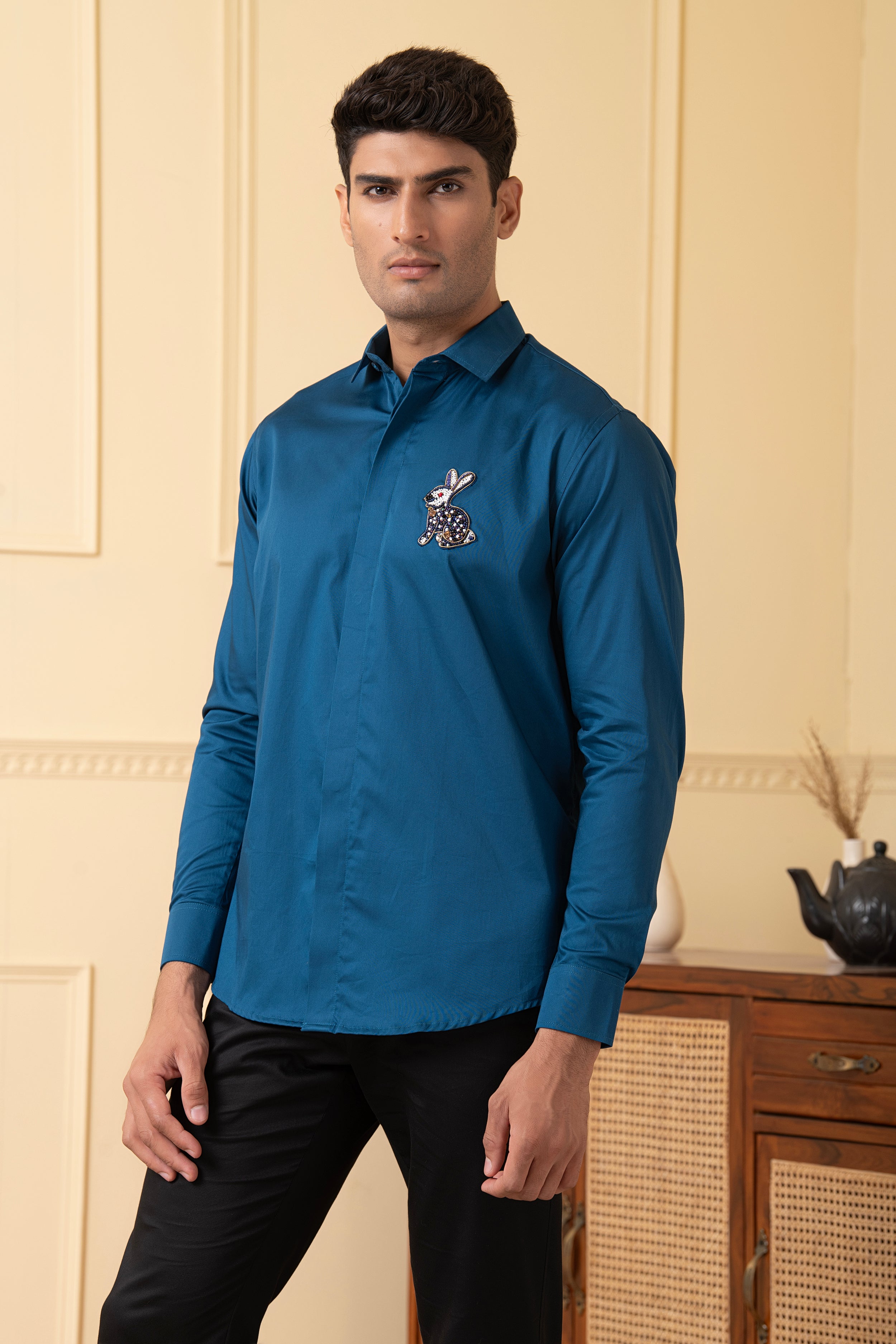Rabbit Embroidery Shirt by Hilo Design