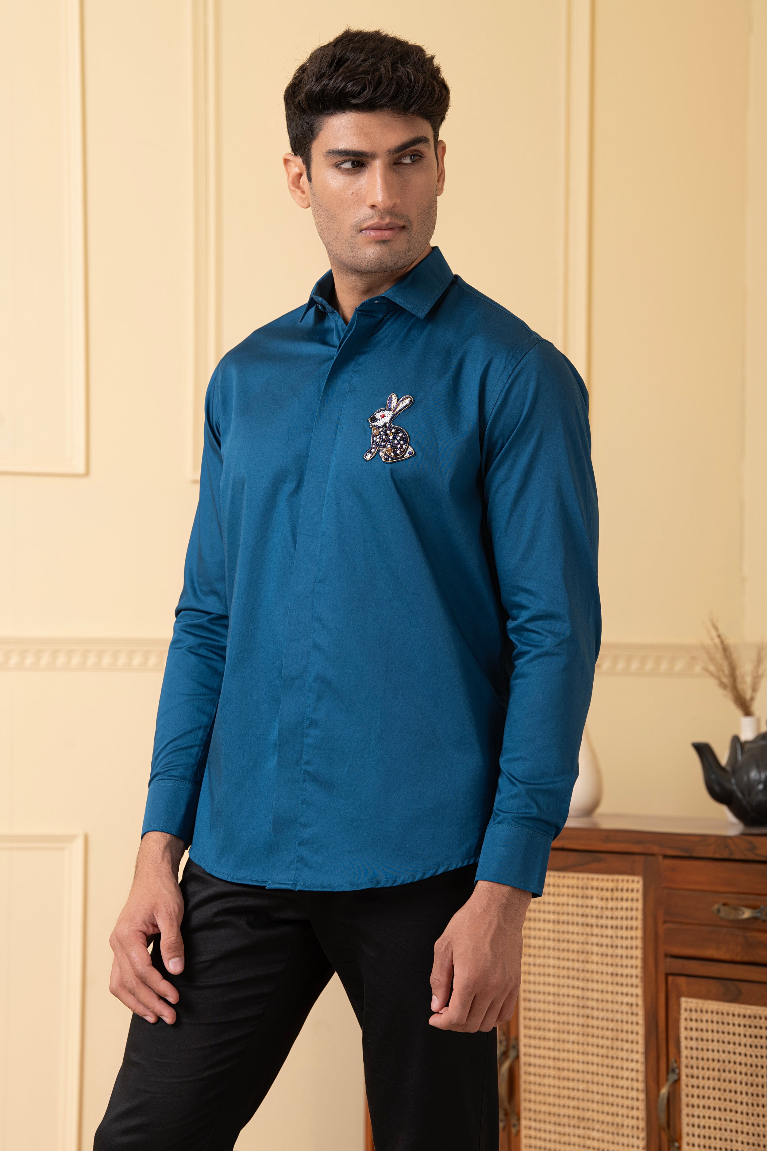 Rabbit Embroidery Shirt by Hilo Design