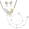 AanyaCentric Gold-Polished Mangalsutra Pendant Earring Set & Silver Plated Anklet