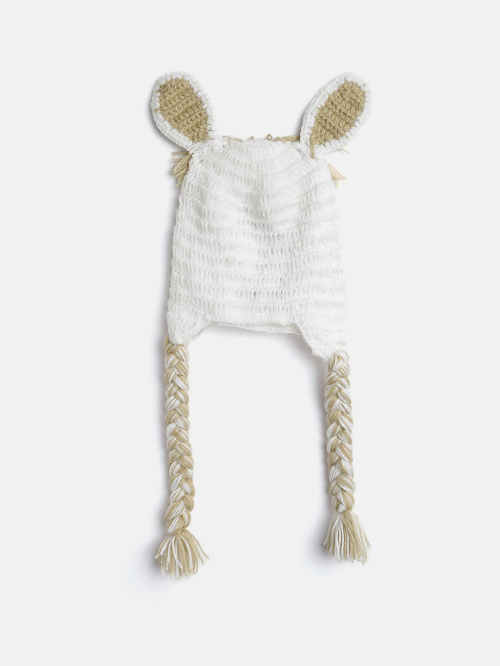 Chutput Kids Woollen Hand Knitted Llama Detail Cap - White