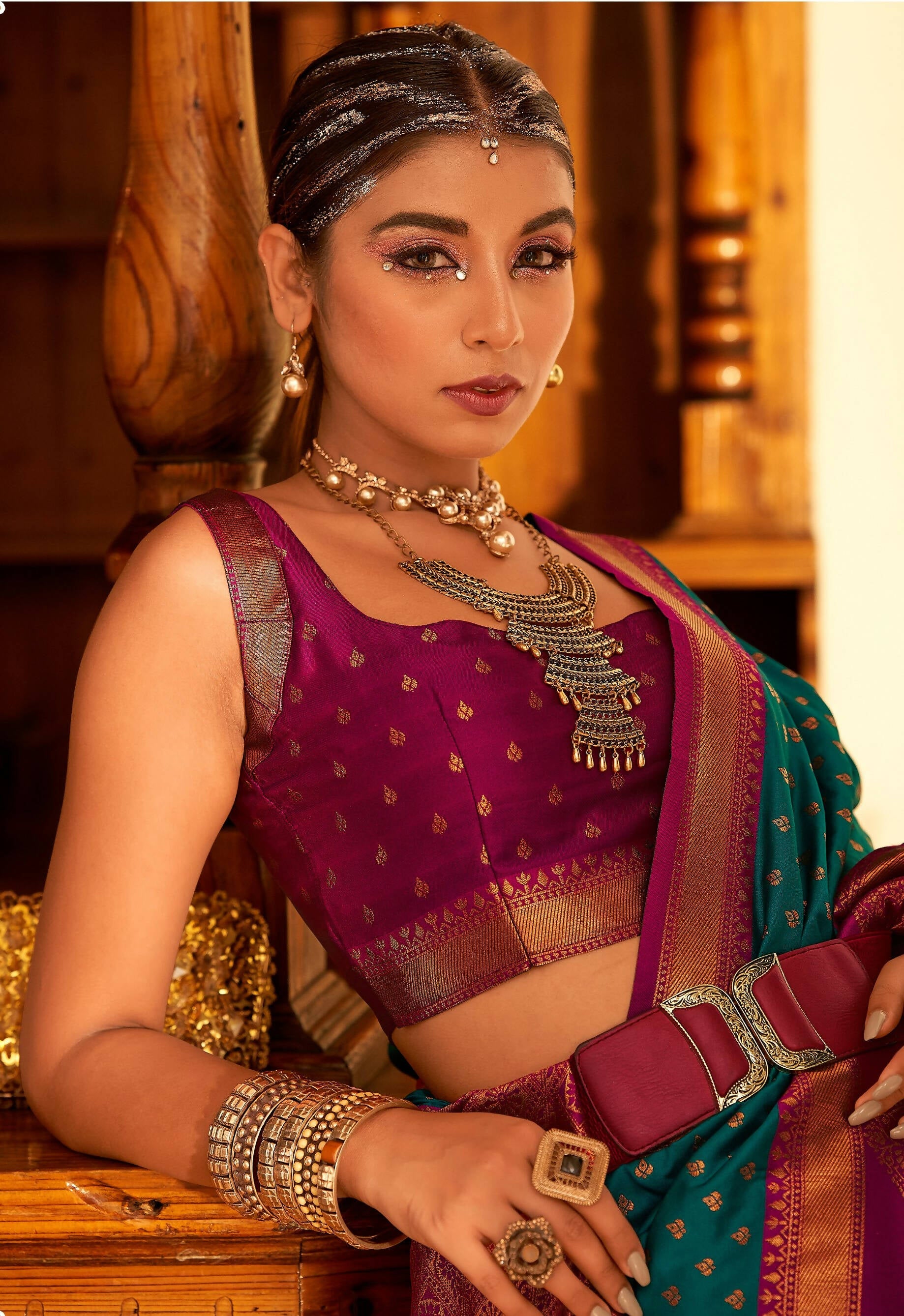 Blue Soft Banarasi Paithani Copper Zari Weaving Saree With Unstitched Blouse Piece - Jodha