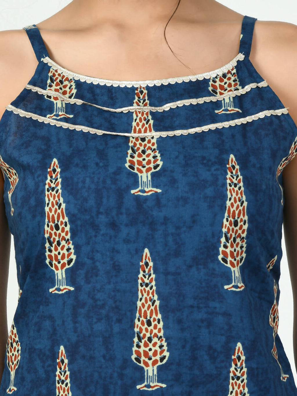 Myshka Women's Blue Printed Kurta With Trouser