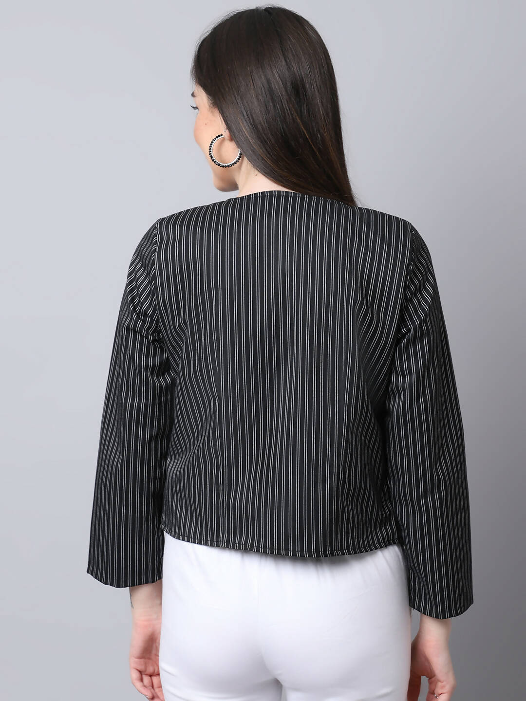 Even Apparels Black Polywool Open Front Statement Women's Jacket