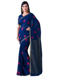 Mimosa Women's Navy Blue Banarasi Chiffon Saree