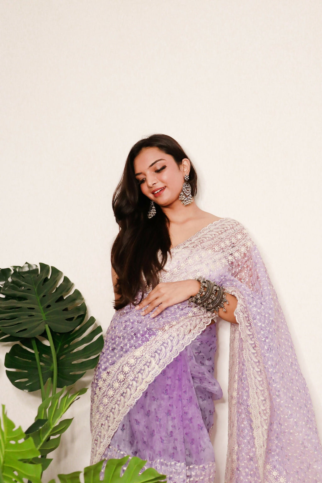 Vamsee Divya Lavender Organza Saree