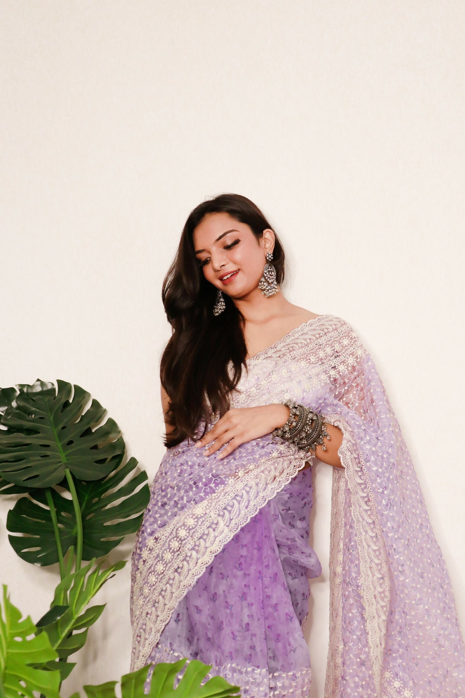 Vamsee Divya Lavender Organza Saree