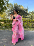 Vamsee Pink Organza Saree