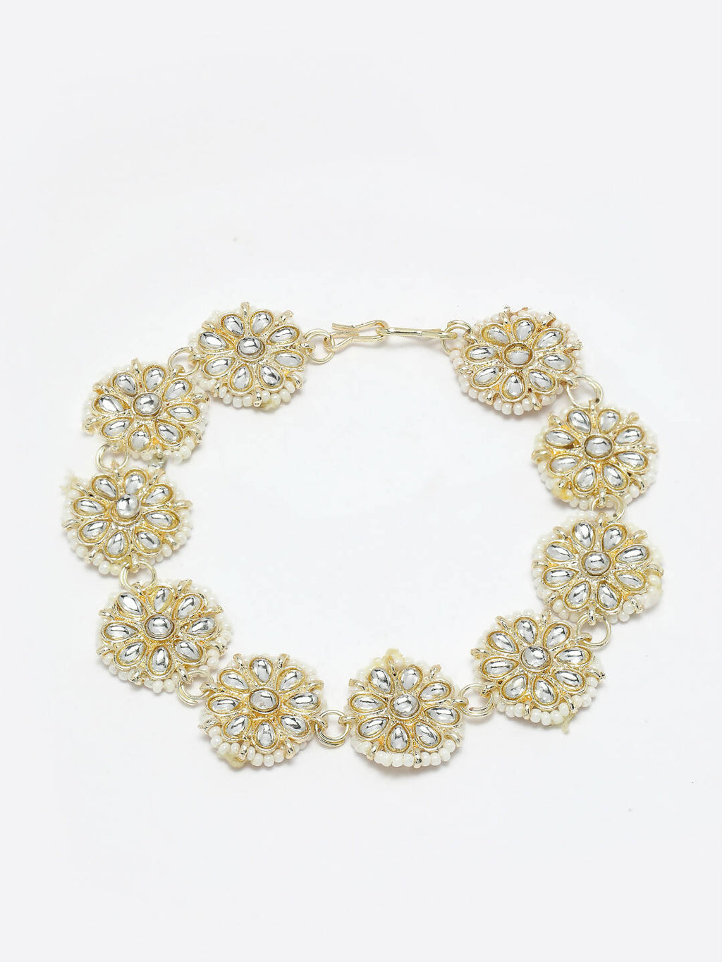 NVR Women's Gold-Polished Traditional Trending Matha Patti