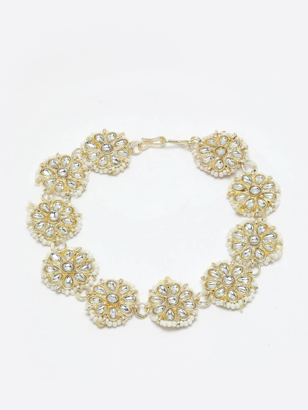NVR Women's Gold-Polished Traditional Trending Matha Patti