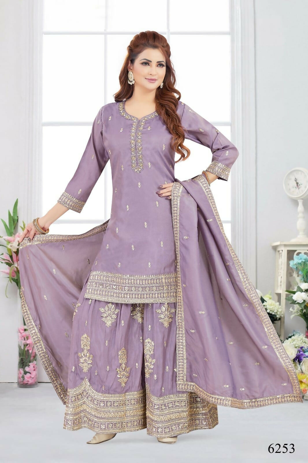 Joban Fashion Chinon Lylac Color Kurta Set