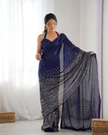 Blue Georgette Designer Sequence Embroidery Work Saree - Sitare