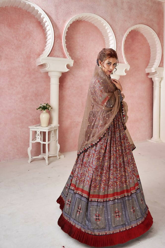 Everywhere Designer Maroon Dola Silk Gown With Dupatta - Anbazaar