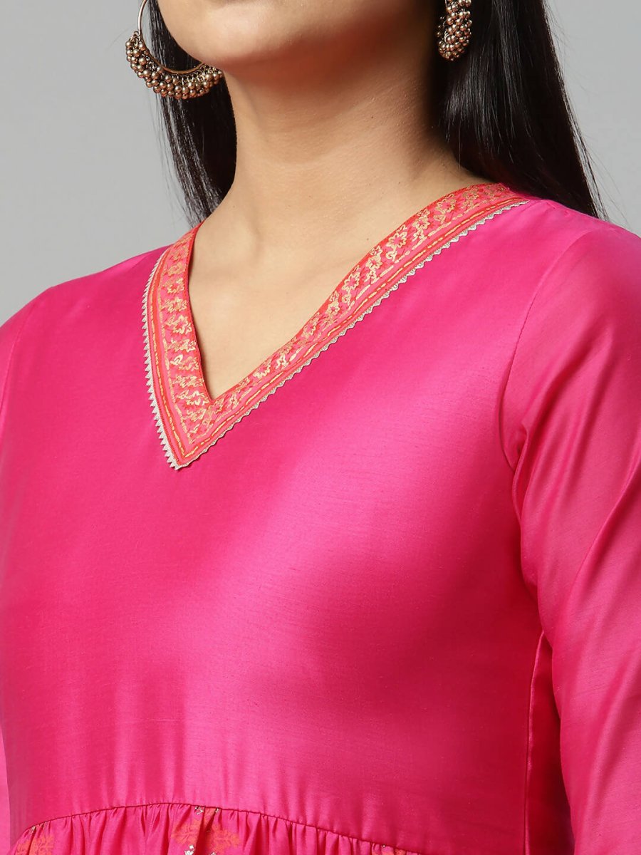 Ahalyaa Womens Pink Crepe Printed Dress