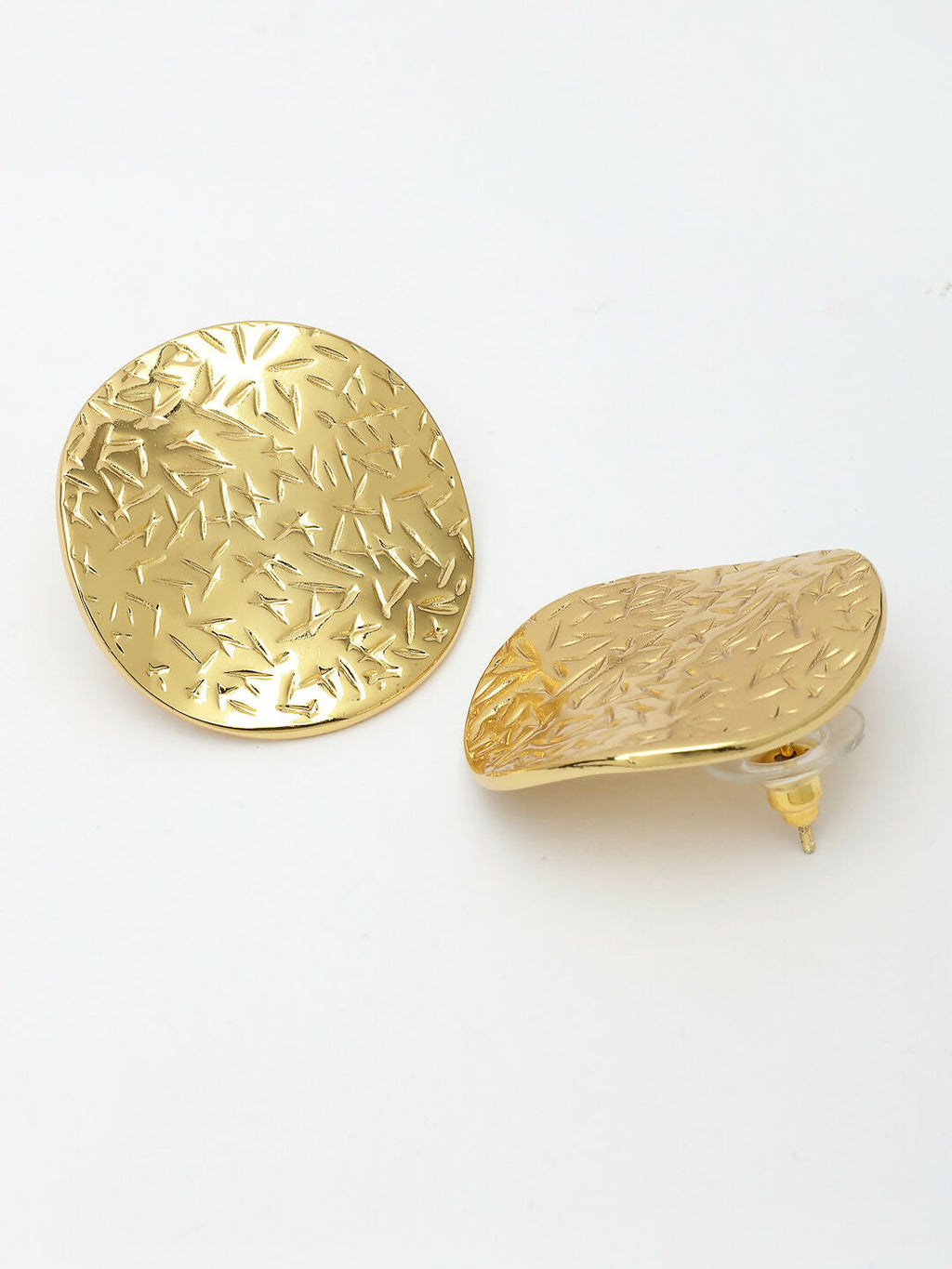 NVR Women's Gold-Polished Circular Shape Studs Earring