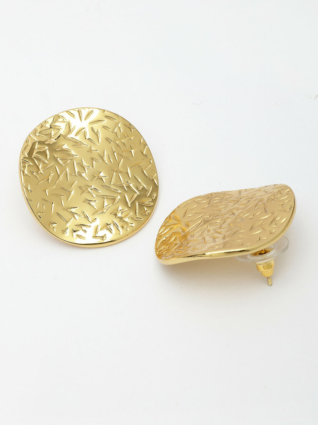 NVR Women's Gold-Polished Circular Shape Studs Earring
