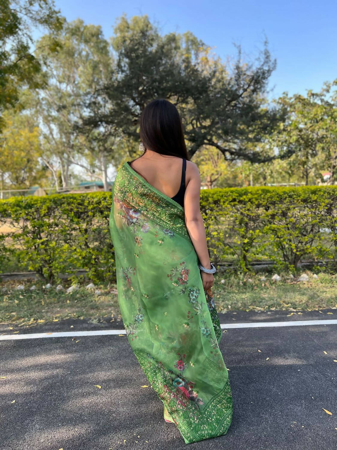 Vamsee Green Organza Saree