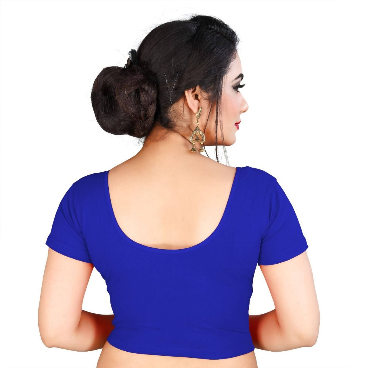 Vamika Blue Lycra Plain Blouse