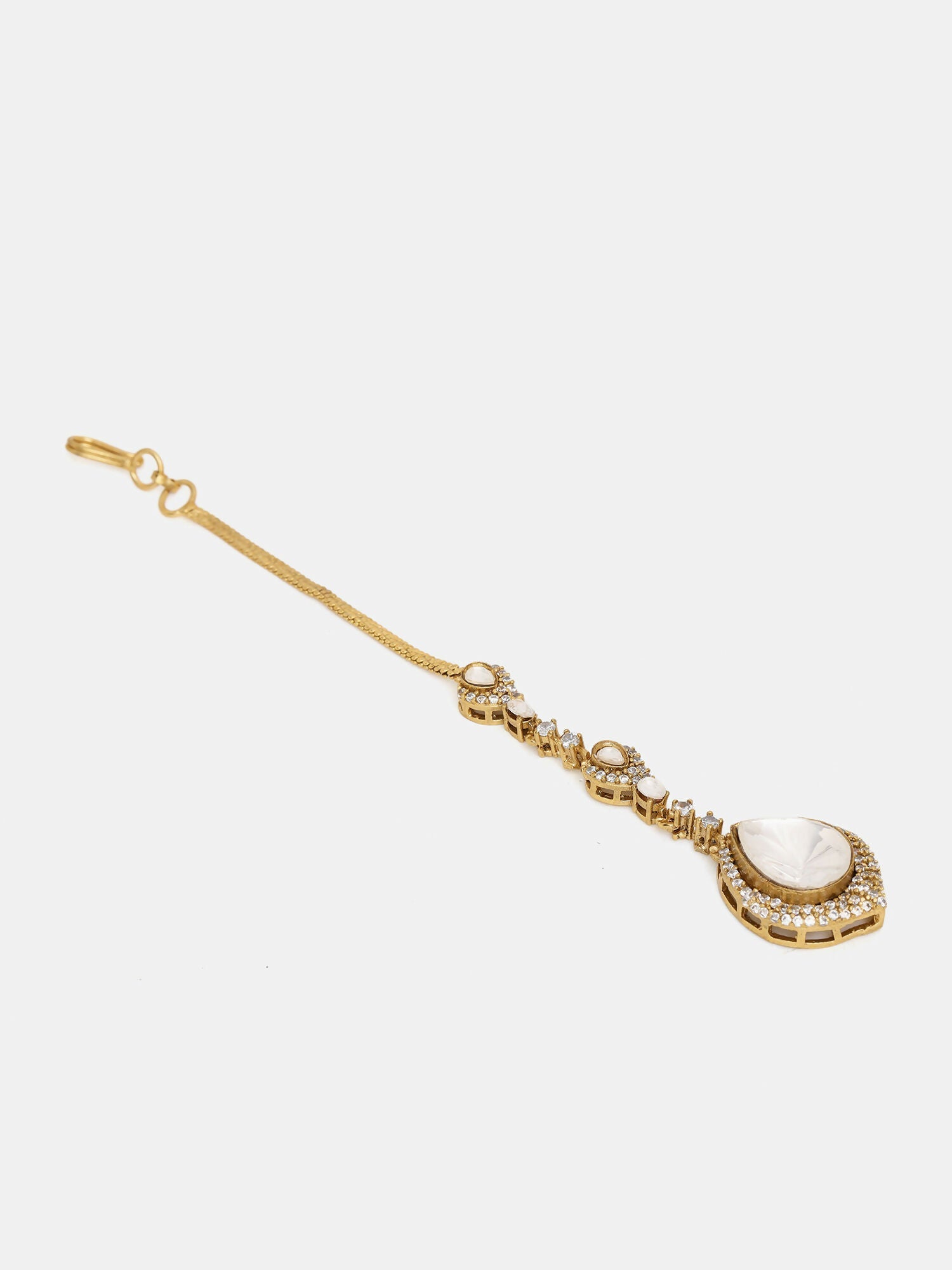Ruby Raang 22k Gold Polished Kundan Maang Tikka