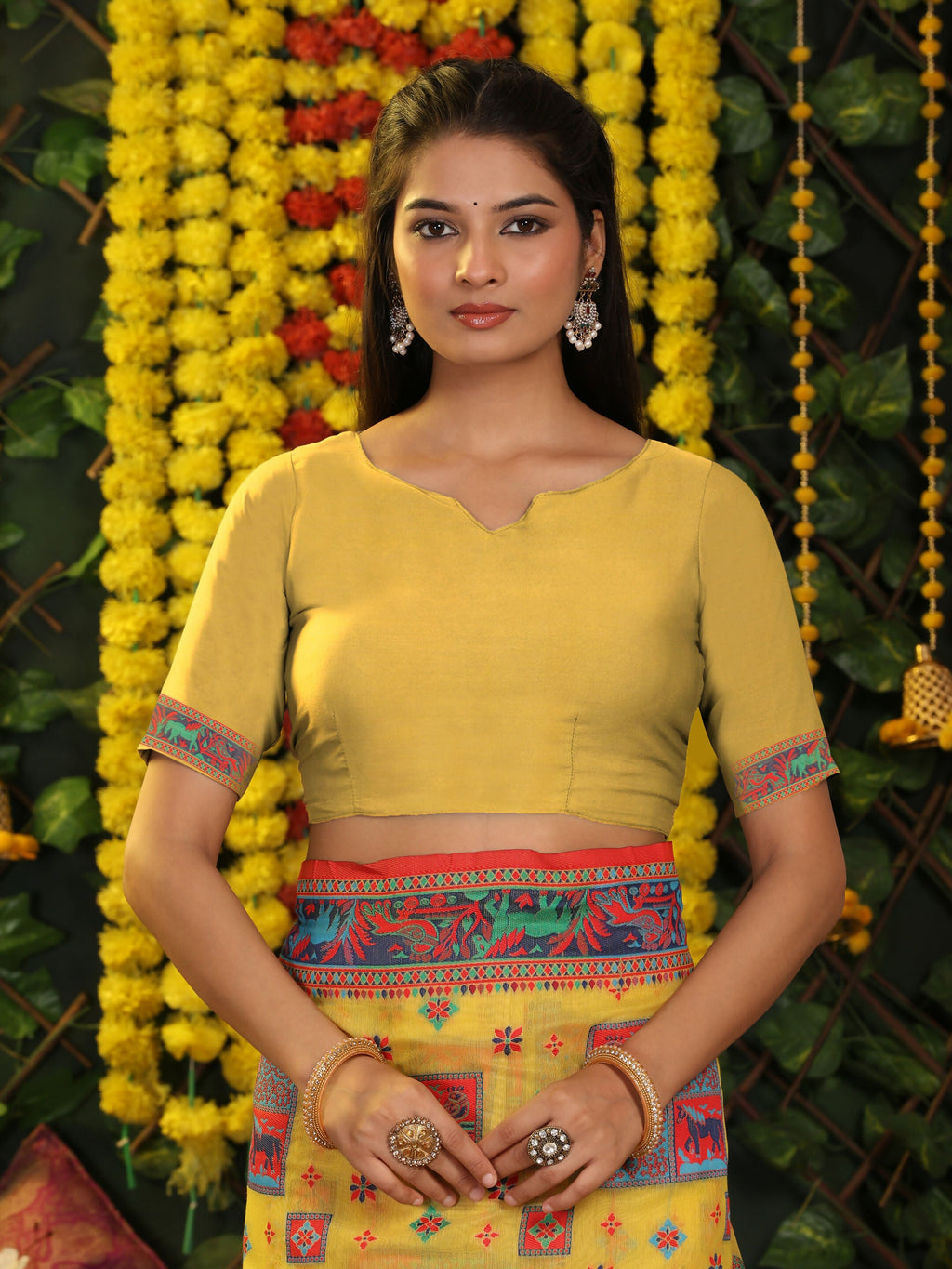 Shree Shyam Fashion Linen Cotton Yellow Saree