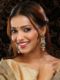 Ruby Raang 22k Gold Polished Blush Pink Kundan Earrings